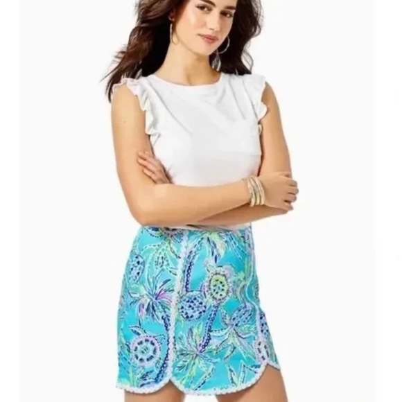NWT Lilly Pulitzer Patty Skort Bermuda Blue Turtle - Picture 1 of 3